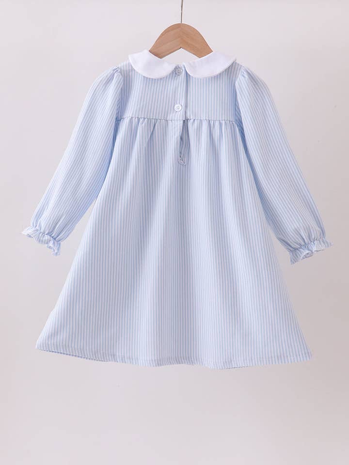 Mom & Co. - Wholesale Dress - Kids - Premium blue stripe bow embroidery dress4