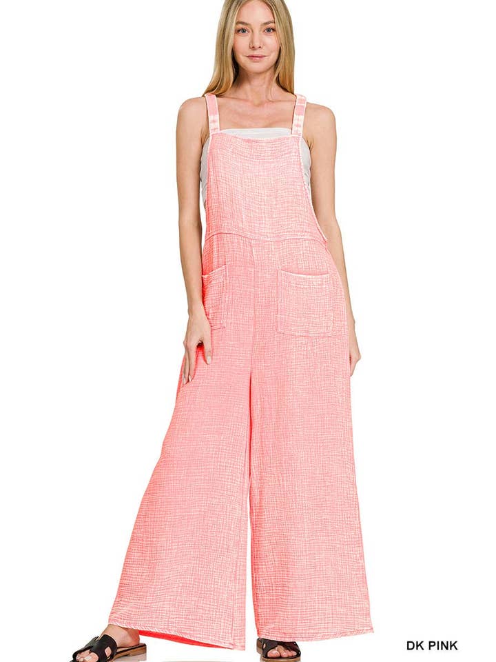 Vanilla Monkey - Wholesale Overalls - Women's - Washed Double Gauze Elastic Waist Wide Overalls9