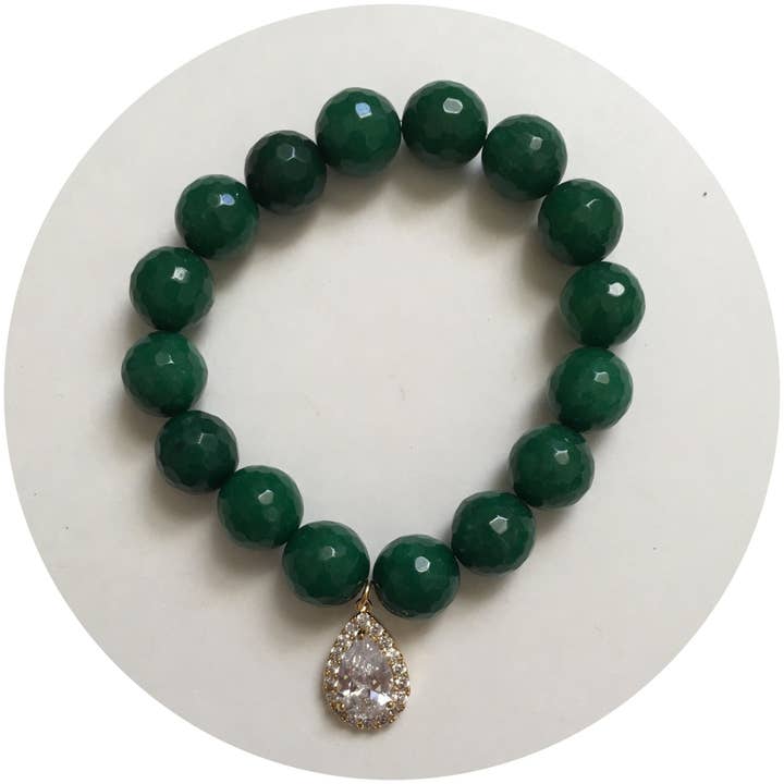 Emerald Green Jade with Pavé Gold Teardrop for wholesale by Oriana Lamarca Designs