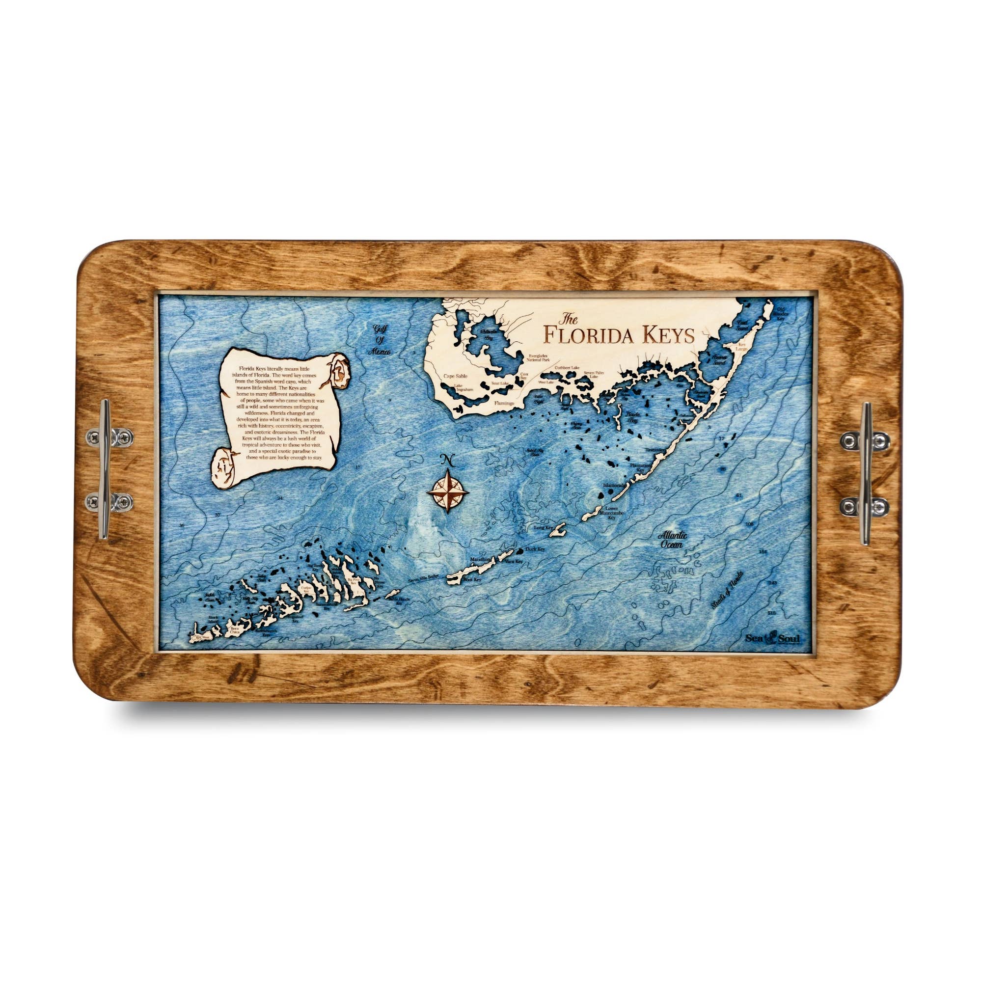Sea & Soul Nautical Chart Art – Großhandel Serviertabletts – Küsten-Florida Nautische 3D-Holzkarte Serviertablett & Wandkunst6