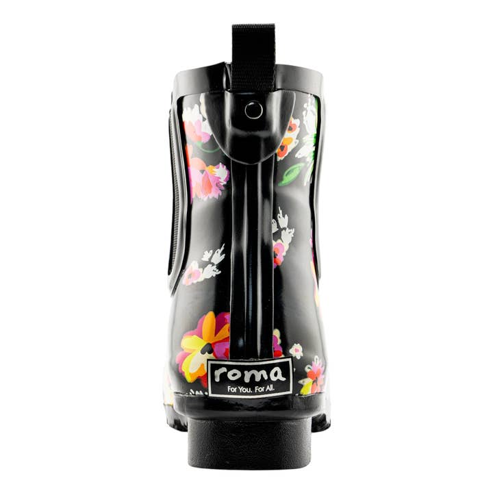 ROMA BOOTS – Großhandel Chelsea Boots – Damen – CHELSEA BLACK FLORAL DAMEN GUMMISTIEFEL REGEN4