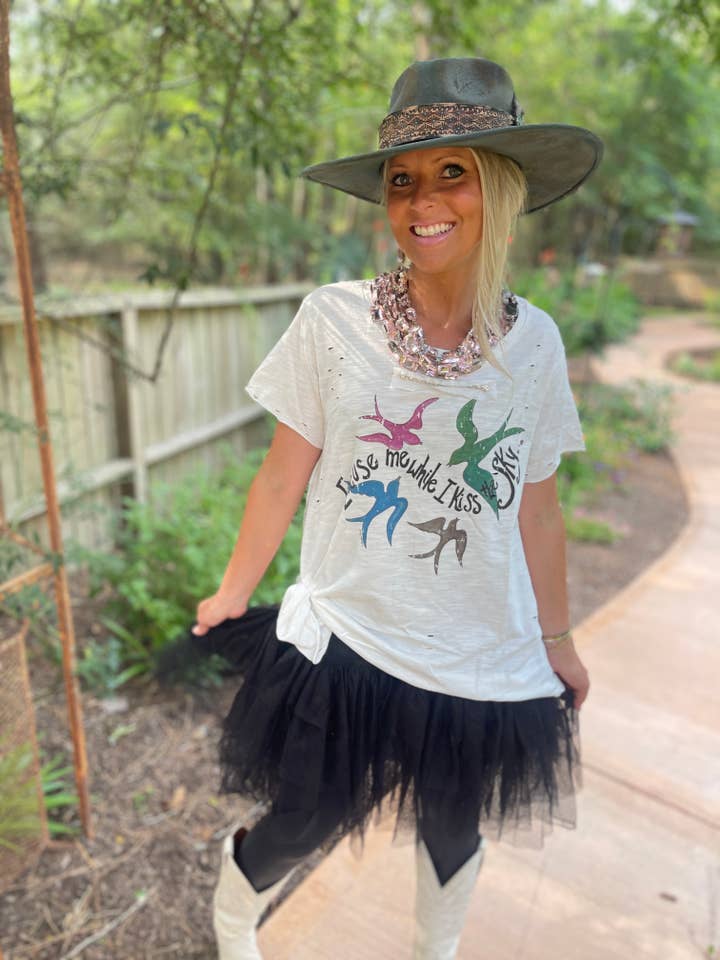 A Rare Bird Shop - Wholesale Screen Printed T-Shirt - Women's - Excuse me While I Kiss the Sky - Jimmy Hendrix shirt