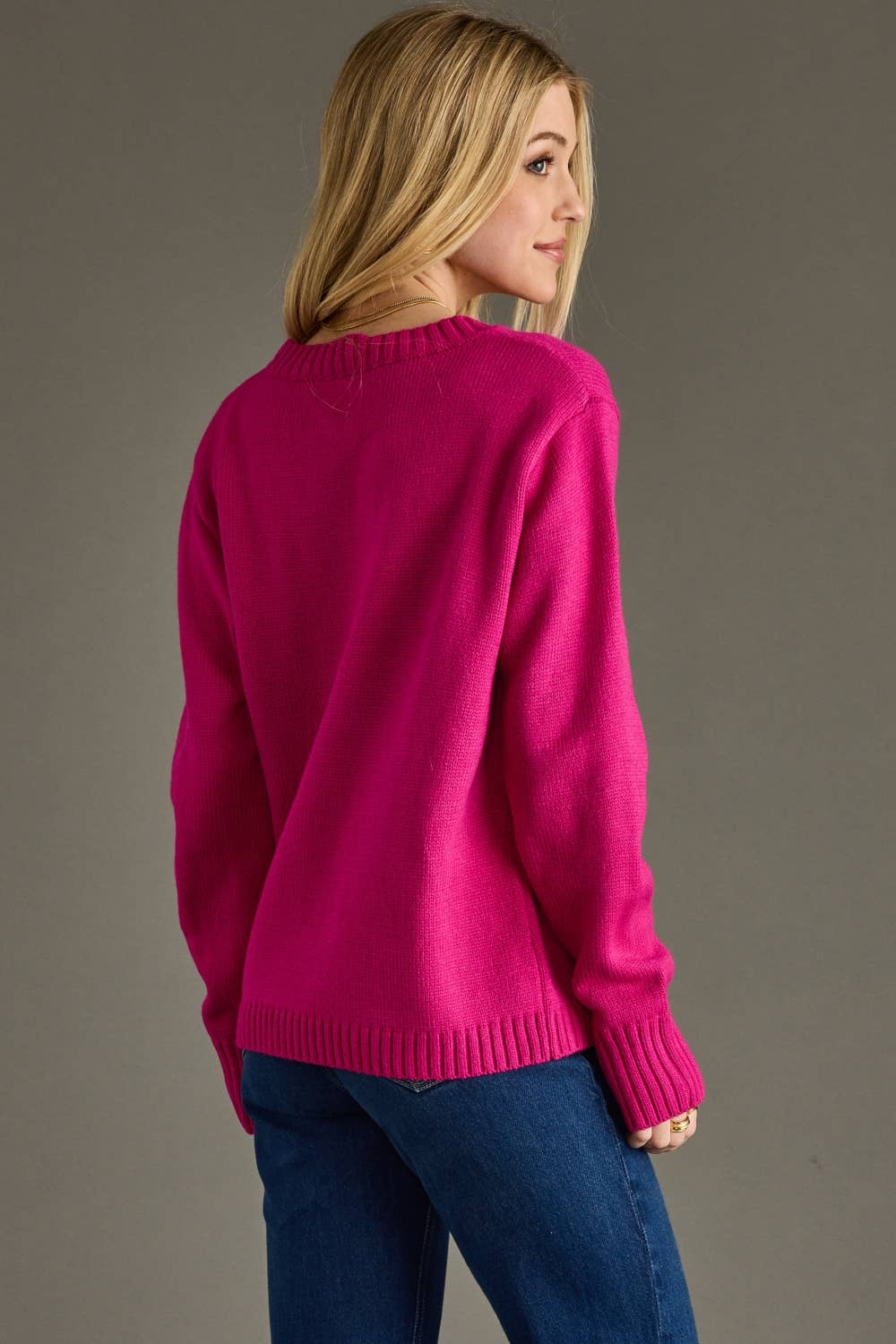 Panache Apparel Co. - Wholesale Knit Sweater - Women's - Magenta Merry & Bright Sweater4