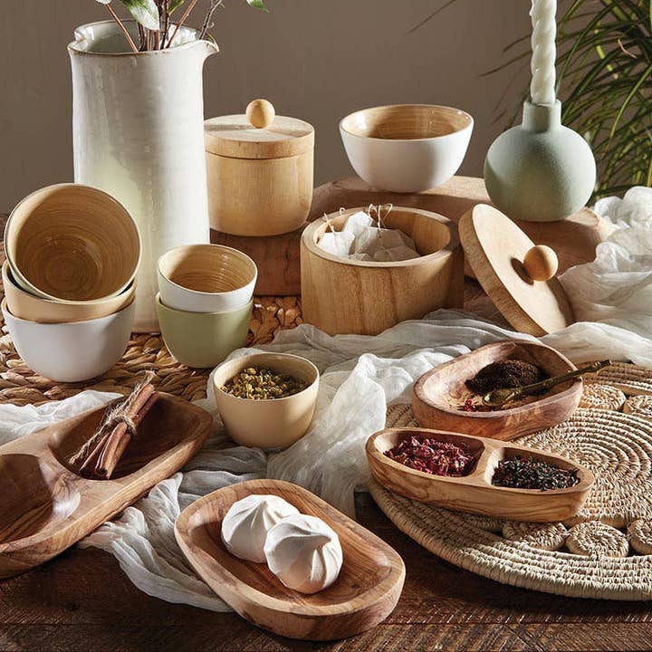 Angle - Wholesale Decorative Jar - Wood Container - Set of 23