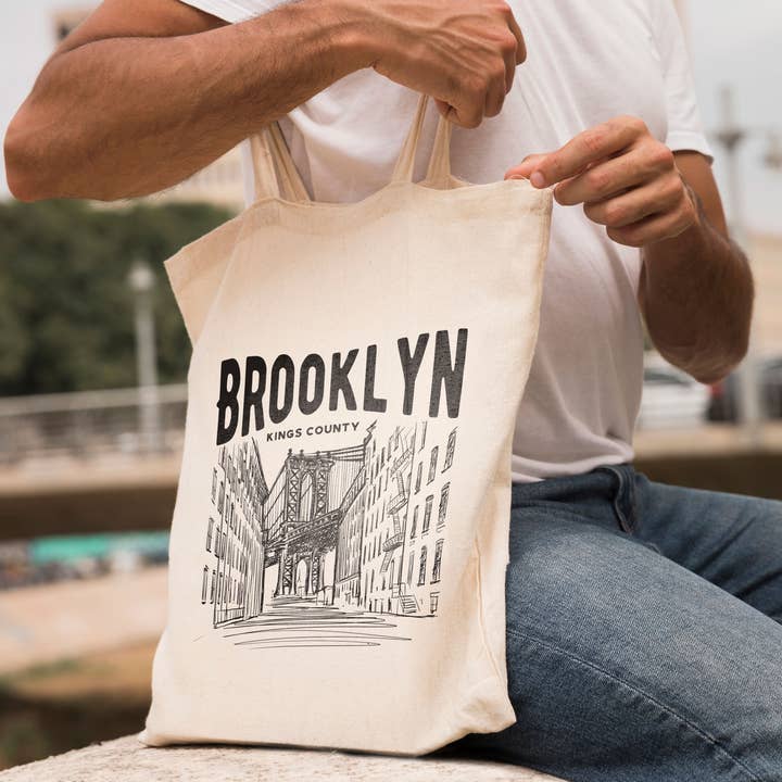 Brooklyn Kings County Canvas Tote Bag for wholesale by GoboxPrintCo