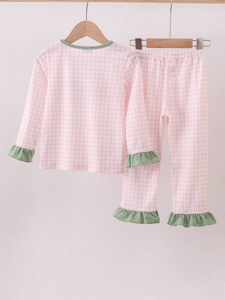 Mom & Co. - Wholesale Sleepwear Set - Kids - Pink nutcracker embroidery gingham pajama set5