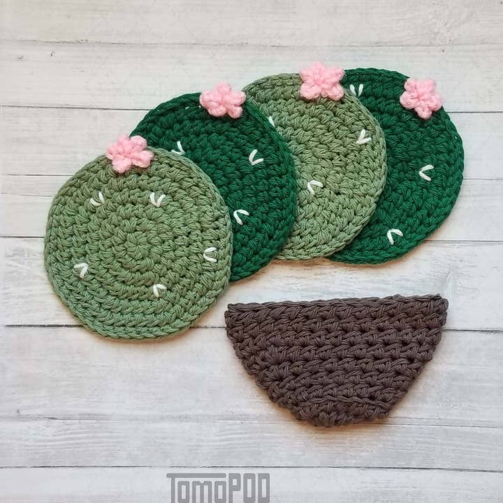 TOMOPOD LLC - Wholesale Coasters - Crochet Cactus Coasters, Set of 4, Plant Lover Home Decor6
