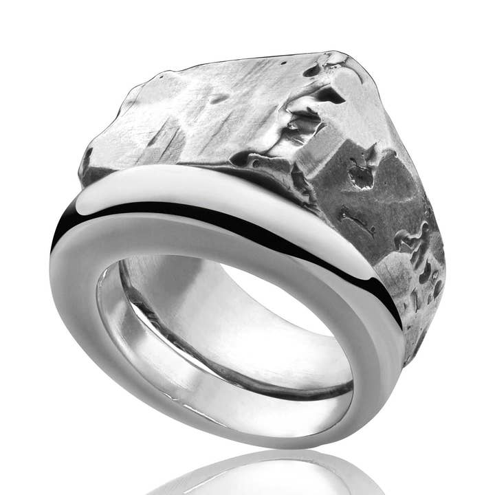 Men's ring Combination signet raw pour la vente par Black Rock Jewel