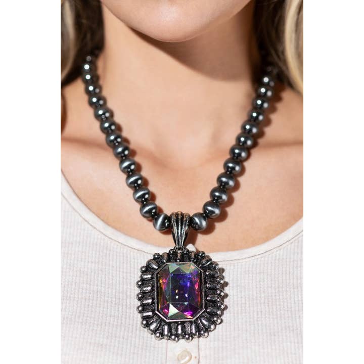 SILVER SBAB Western Bubble Rectangle Navajo Pearl Necklace for wholesale on Faire2