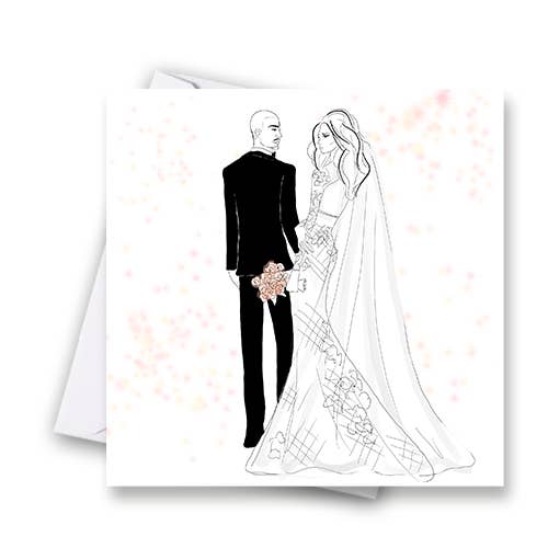 Modieus huwelijk - Mr & Mrs West trouwkaart voor wholesale door Catherine Loves