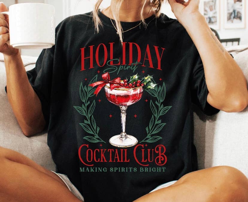 Blazing Oaks Clothing Company - Wholesale T-Shirt (Graphic) - Women's - Holiday Spirit Cocktail Club Short Sleeve Shirt