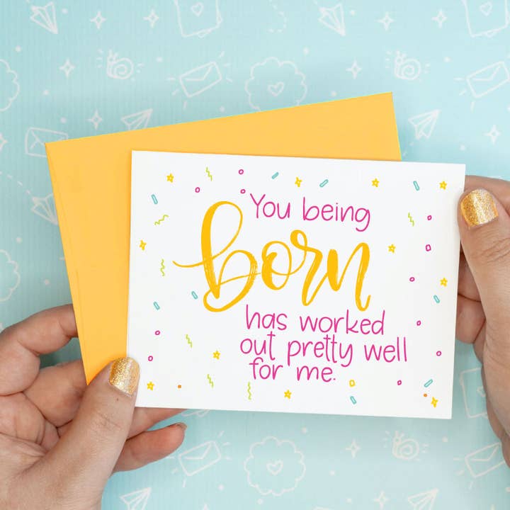 Carte de vœux amusante recyclée You Being Born Birthday pour la vente par Colette Paperie