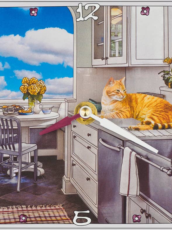 Vous avez à manger ? Horloge de collage pour la vente par Lea Alboher