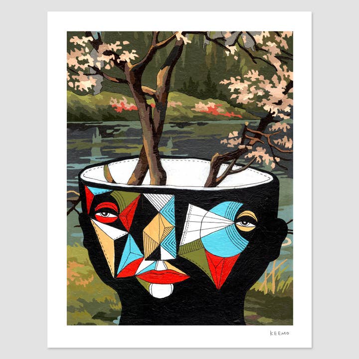 Keemo Gallery - Wholesale Art Print - Unique Trees Floral Abstract Art Print Vintage Decor Cubism