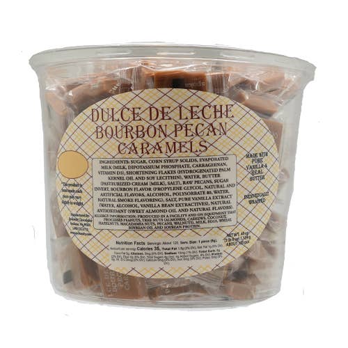 Spokandy Chocolatier - Wholesale Caramel - Dulce De Leche Caramel: Bourbon Pecan Tub 2.5 Lb