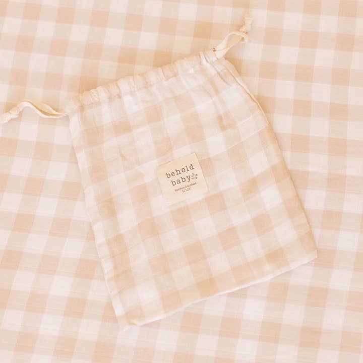 Behold Baby – Engroshandel Lagner til vugger – Honning Gingham bambus krybbe ark