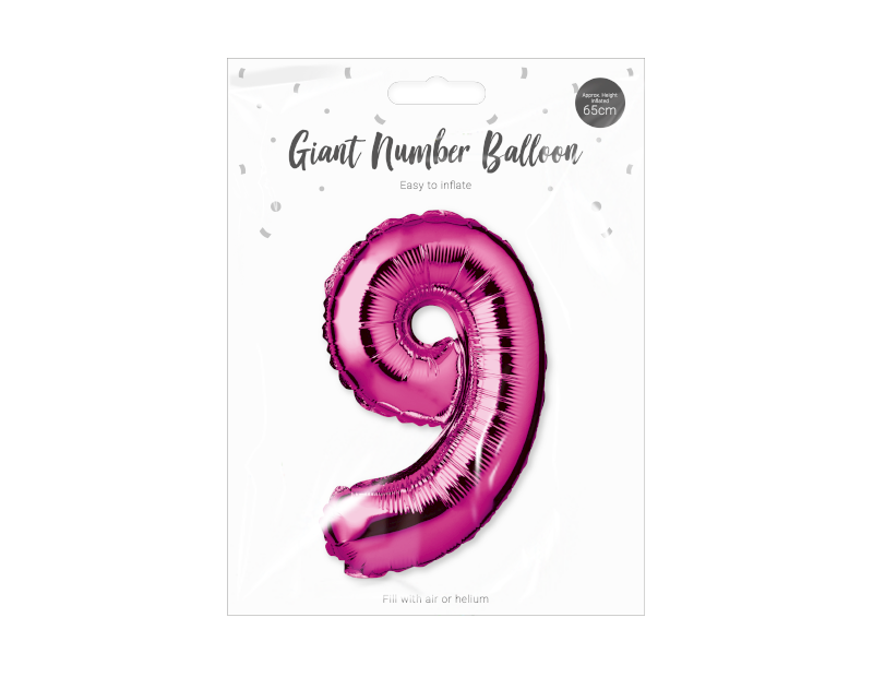 360Direct - Wholesale Balloon - Pink Foil Number Balloon 65cm9