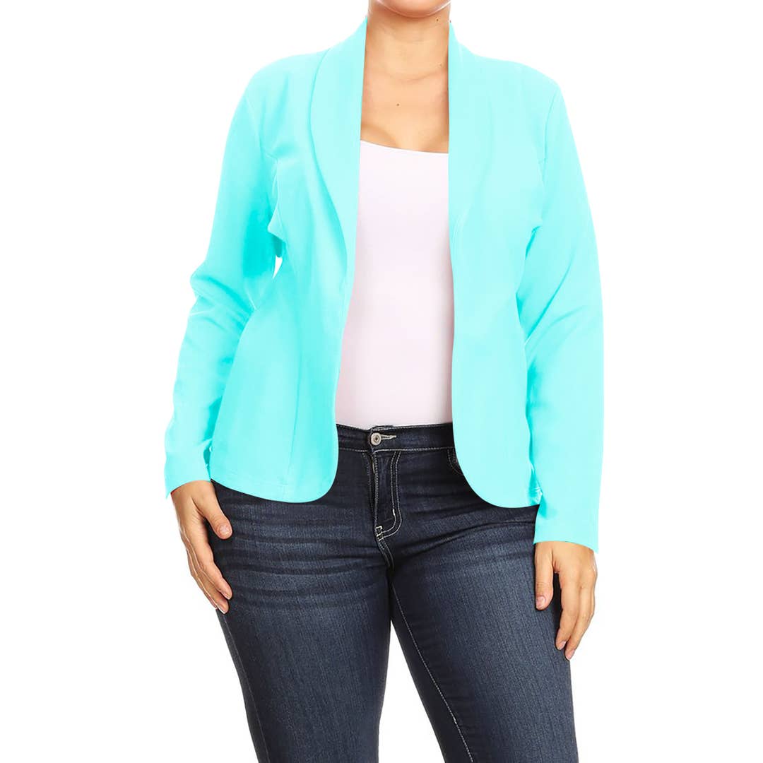 Plus Size Casual Open Front Office Work Wear Blazer Jacket for wholesale by MOA COLLECTION