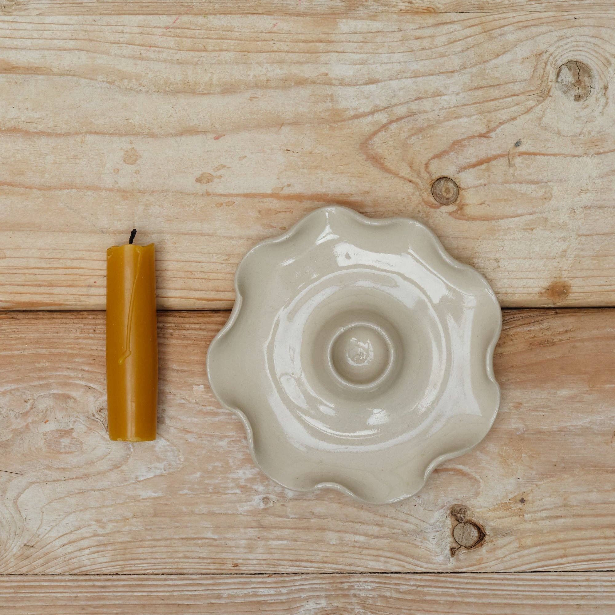 Botanique Workshop - Wholesale Candle Holder - Hand Thrown Stoneware Frilly Candle Holder2