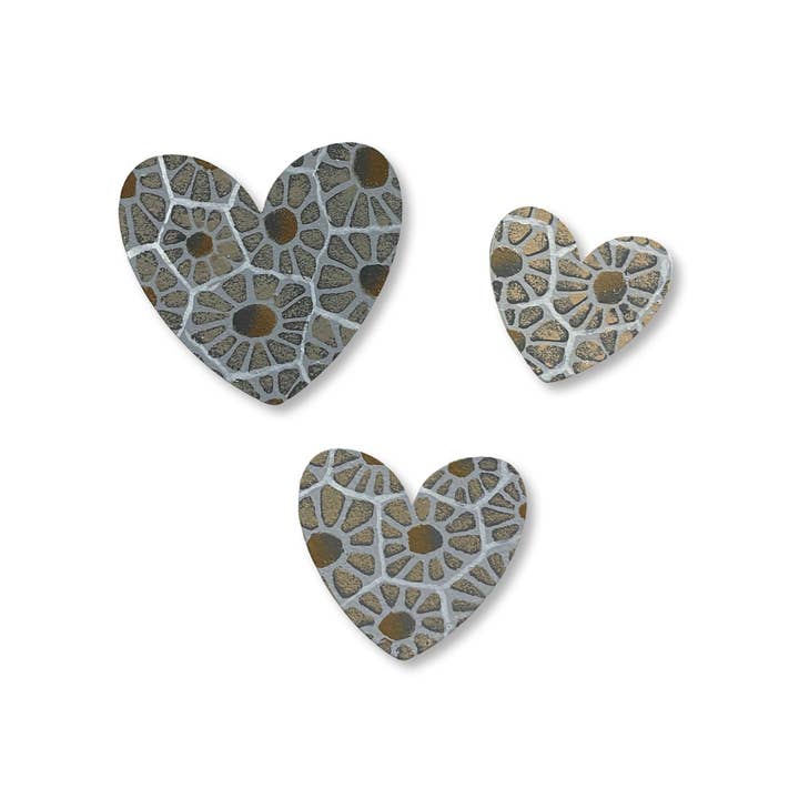 Petoskey Stone Heart Magnets S/3 for wholesale by Roeda Studio