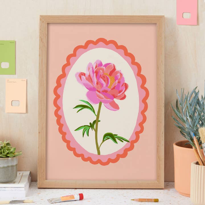 Natalie Lea Owen – Handmade Jewellery & Greeting Cards - Wholesale Art Print - Peony Flower Print | Hand-drawn Cute Pink Wall Art3
