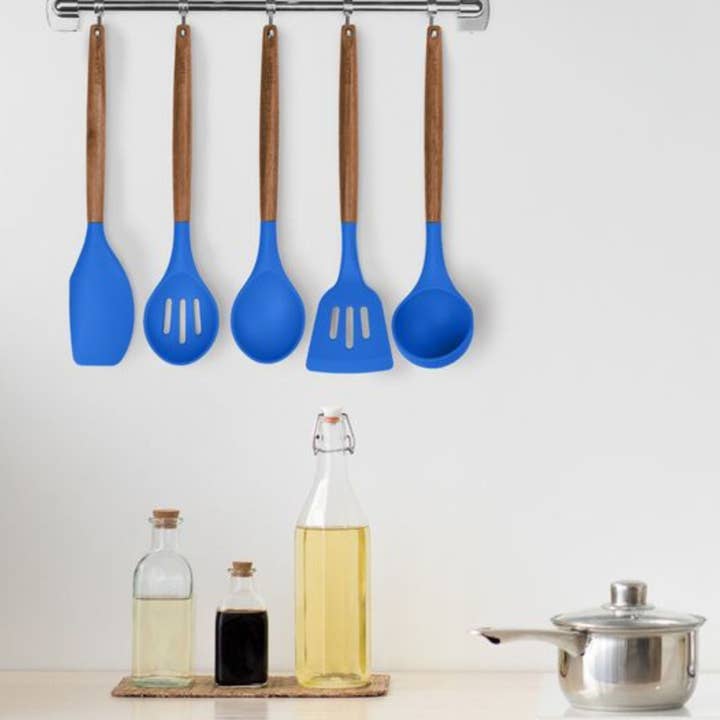 Zulay Kitchen – wholesale Köksredskapsset – 5-delars silikon redskap set med trähandtag