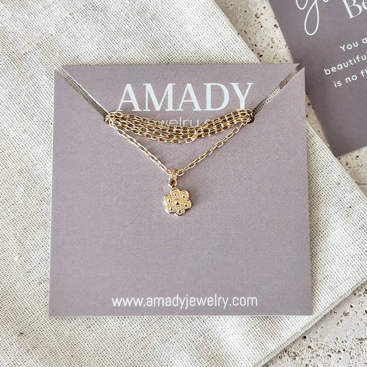 Amady Jewelry – wholesale Pendant/charm necklace – Tiny Flower charm necklace floral jewelry1