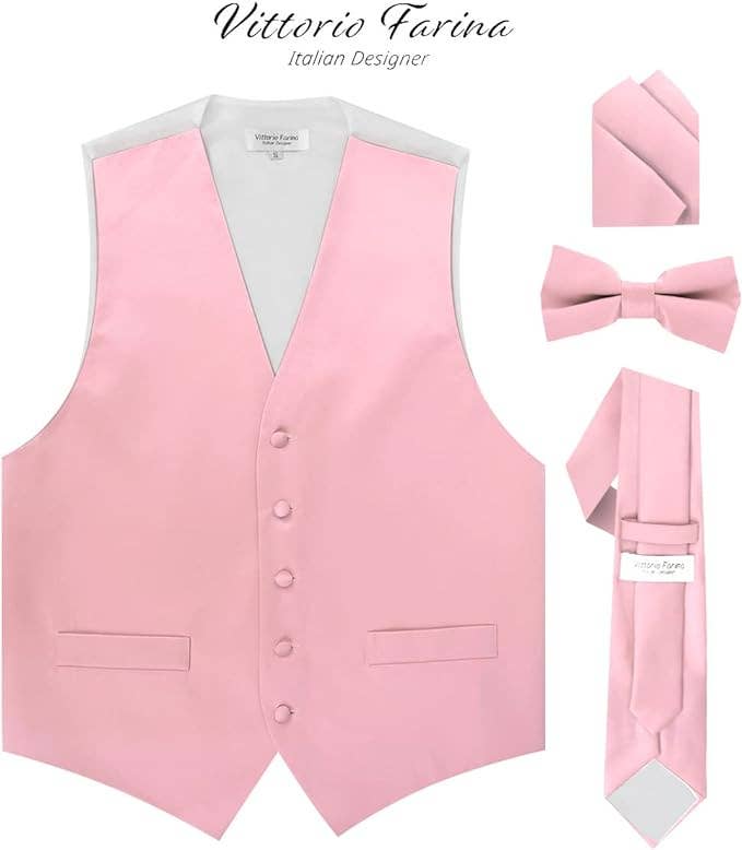 Dubal Brothers - Wholesale Suit Vest - Men's - Vittorio Farina Solid Satin Vest Set (White Back) Var. 02 (Mustard-Yellow)15