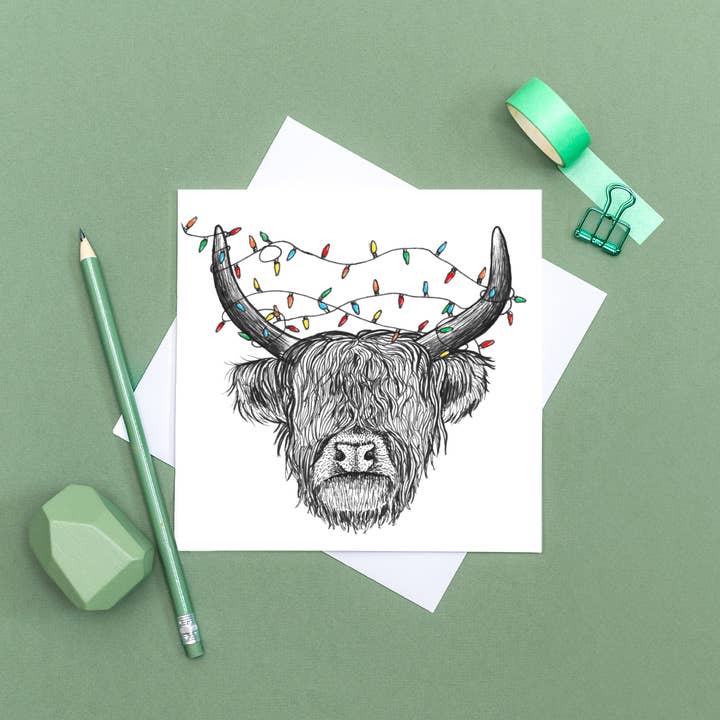 Wild Lines - Wholesale Kerstkaartje - Kerstkaart met dieren - Highland Cow//British Wildlife//Milieuvriendelijke kerstkaarten4