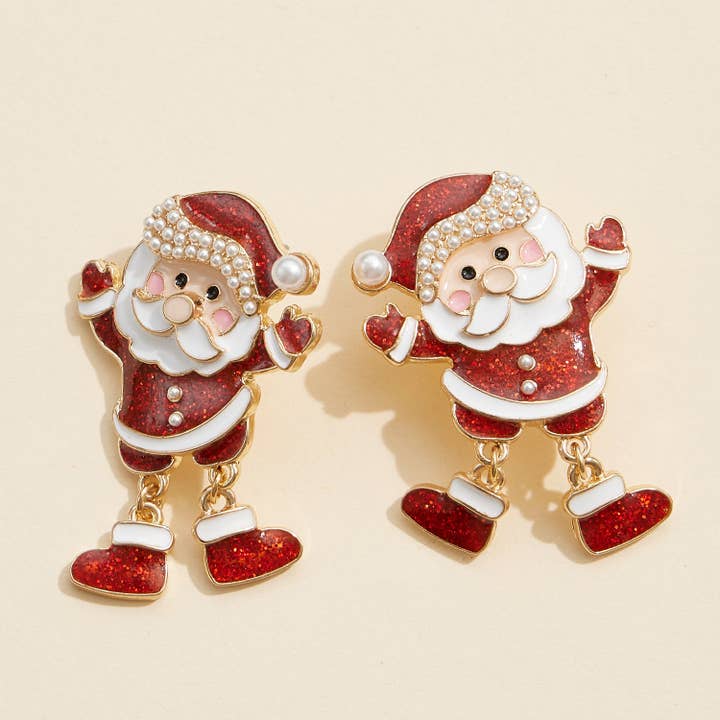 Festive Enamel Santa Claus Earrings for wholesale by Frem
