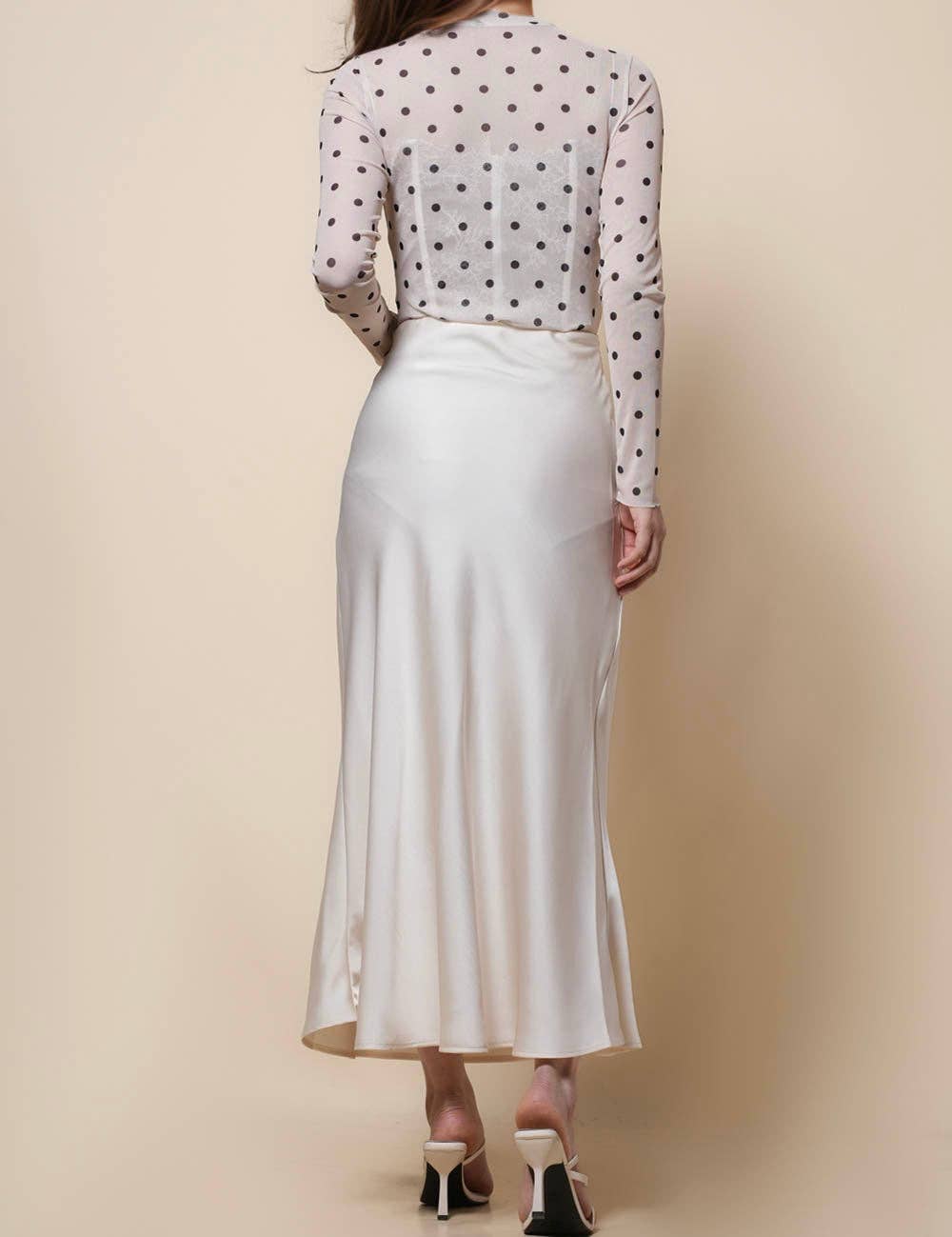 Sweetkama - Wholesale Skirt - Women's - Ladies Satin Elastic Wait Pearlescent Midi Skirt SKS504537