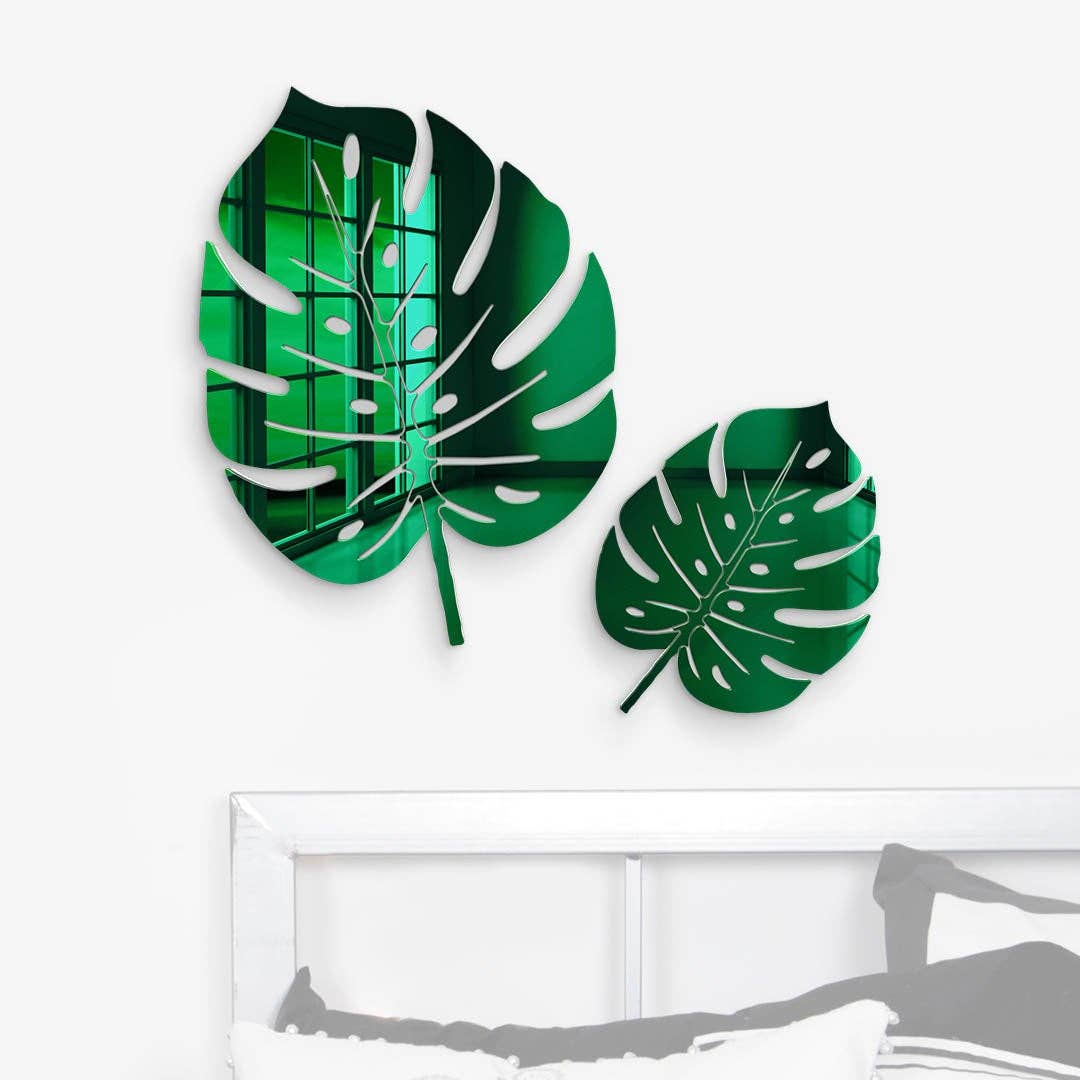 4ArtWorks - Venta al por mayor Espejos de pared - Hojas de Monstera Deliciosa | Arte acrílico | Decoración de pared con espejo0