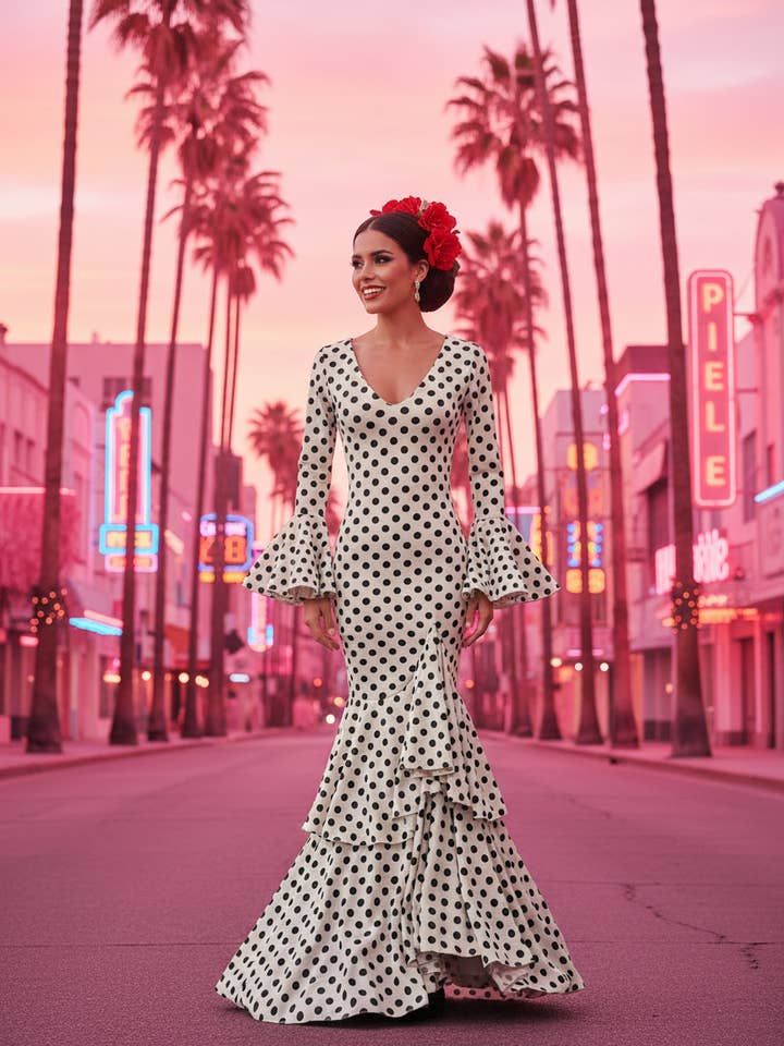 FLAMENCA DRESS WHITE EMMA WU DESIGN X FLAMENCA P0491 for wholesale by EMMA WU DESIGN