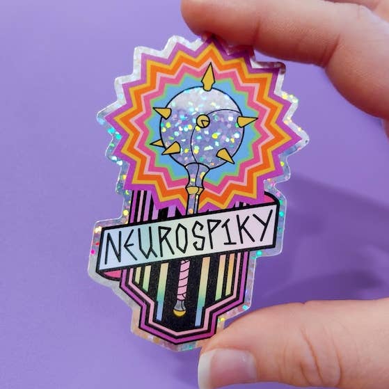 Neurospiky glitter sticker for neurodivergent people, autism sticker, ADHD sticker, Neurodiversity, neurodivergent gifts, autism gifts for wholesale by Abi Stevens Illustration