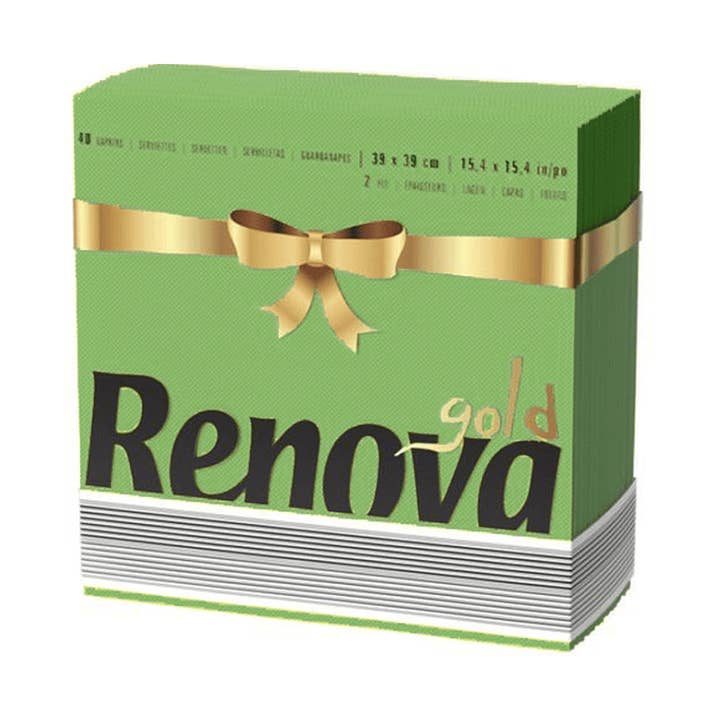 ROLL-LUX - Wholesale Disposable Napkin - 9 packs of 40 Linen-Feel Green Paper Napkins 2-ply