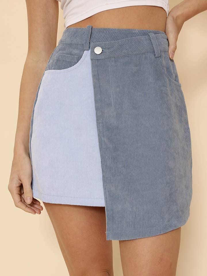 Corduroy two tone skirt for wholesale by Miss Sparkling