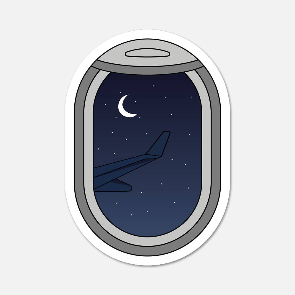 Footnotes - Wholesale Sticker - Airplane Window Night Sky Travel Sticker