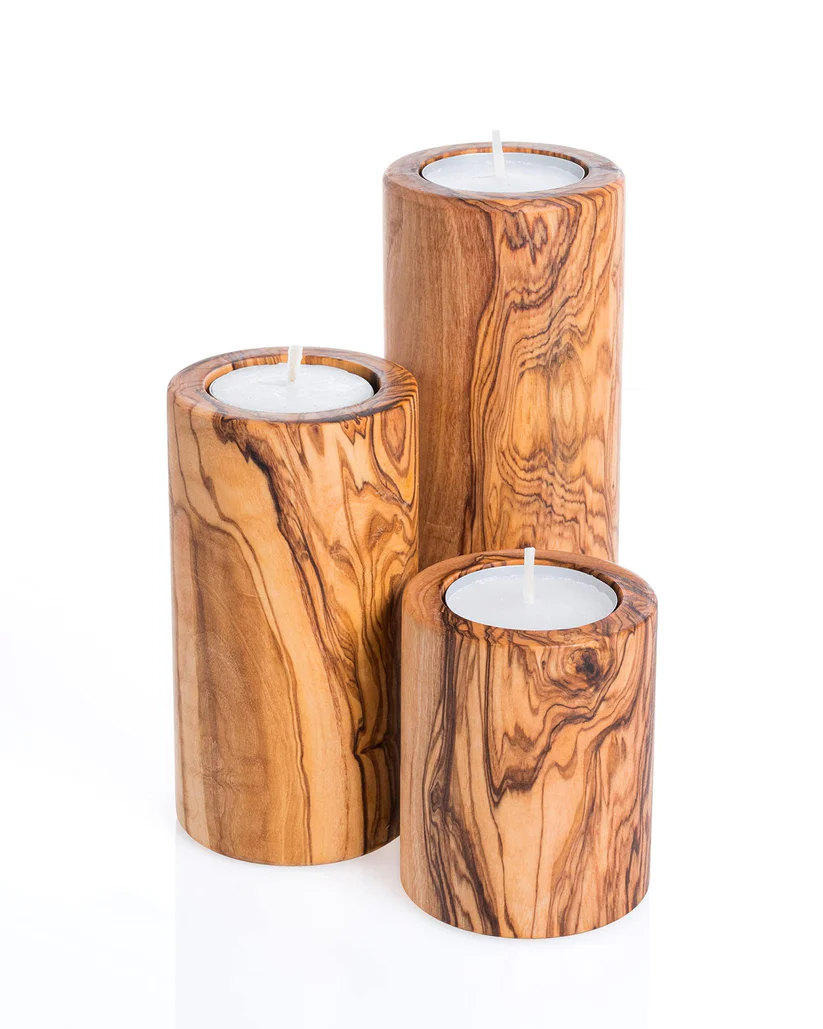 Carré Olive Wood - Wholesale Candle Holder - Olive Wood Tea Light Candle Holder Set of 3 3