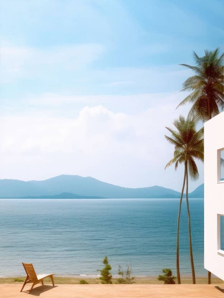 Œuvre d'art en verre acrylique - Vue sur la mer 02 (11 x 14 po) - Hartman pour la vente par Hartman A.I.