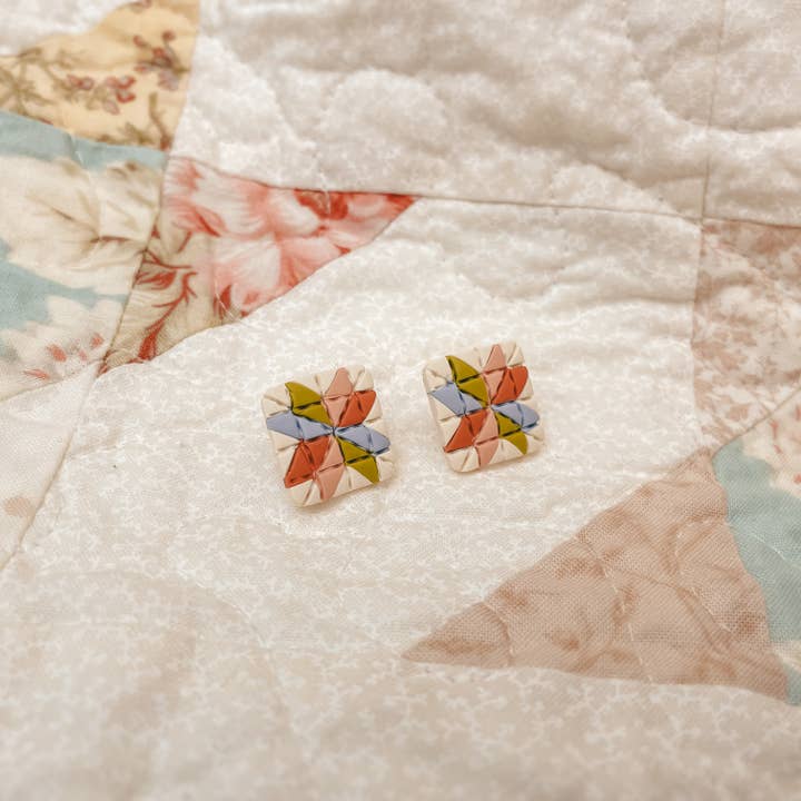 Sydni Carlson Art - Wholesale Stud/Post Earrings - Quilt Block Stud Earrings