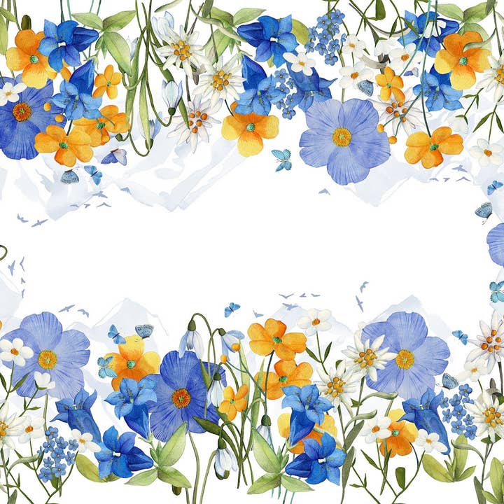 Linen Tablecloth "Alpi Flora", 100% Made in Italy for wholesale by The Napking