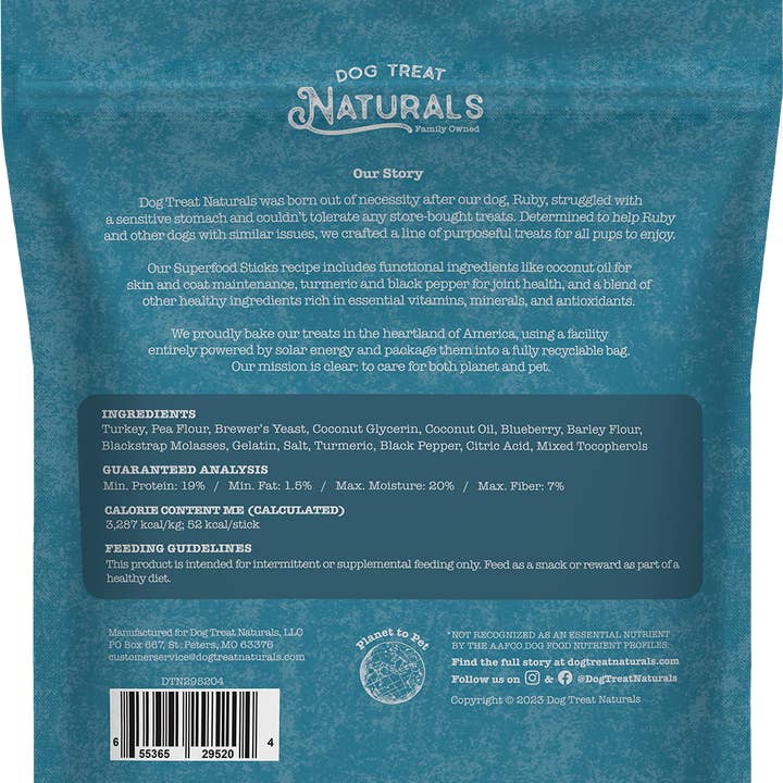 Dog Treat Naturals - Wholesale Pet Treats - Dog - Turkey & Blueberry Superfood Sticks4