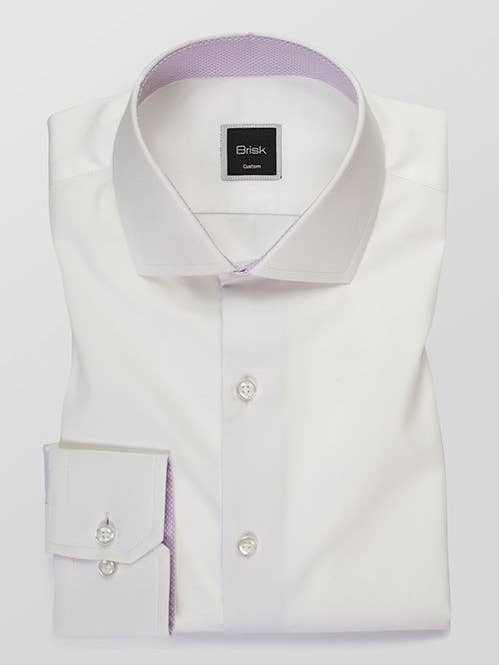 WIT OVERHEMD VAN POPELINE - CONTRAST MET LAVENDEL voor wholesale door BRISK