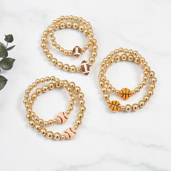 Loven x Mini Momo - Wholesale Beaded Bracelet - Mommy and Me Bracelets - Rhinestone Sports Charm Set5