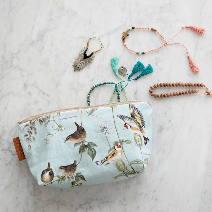 Koustrupco - Wholesale Makeup/Cosmetic Bag - Garden Birds Cosmetic bags in organic cotton- Made in Europe