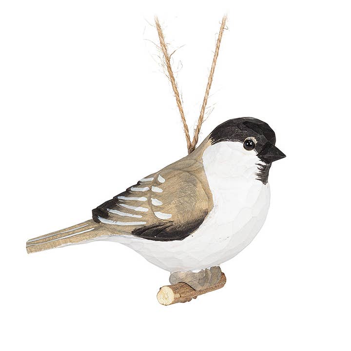 Gebeeldhouwd ornament met chickadee-4.5"L-1792 voor wholesale door Abbott