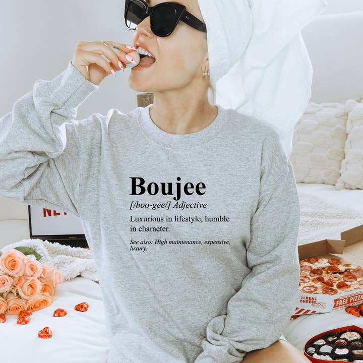Boujee Defined Crewneck Sweatshirt for wholesale by Trendznmore - Modern Graphic Apparel