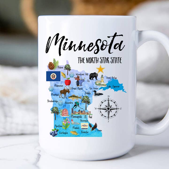 Avery Lane Gifts - Wholesale Coffee Mug - Minnesota State Map Souvenir Coffee Mug