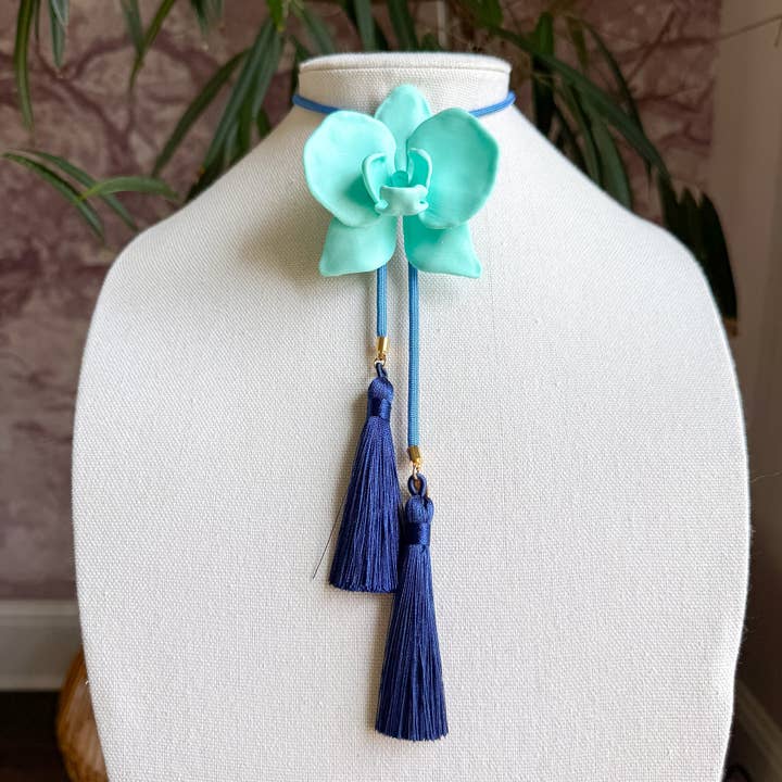Orchid Bolo Turquoise with Baby Blue & Navy for wholesale by Rahya Jewelry Design