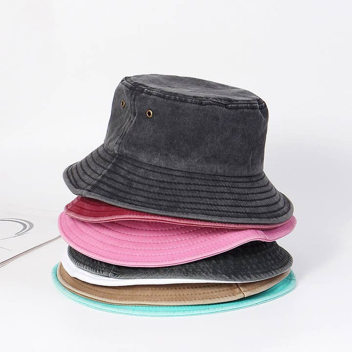 Your Beautiful Boutique - Wholesale Bucket Hat - Women's - Fashion Casual Solid Color Denim Bucket Hat